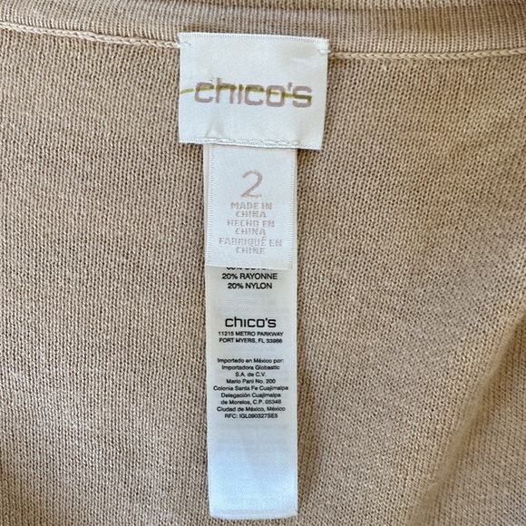 CHICO's TAN & WHITE STRIPE REVERSIBLE OPEN FRONT DUSTER CARDIGAN SIZE L 🌟EUC🌟 - Picture 10 of 15